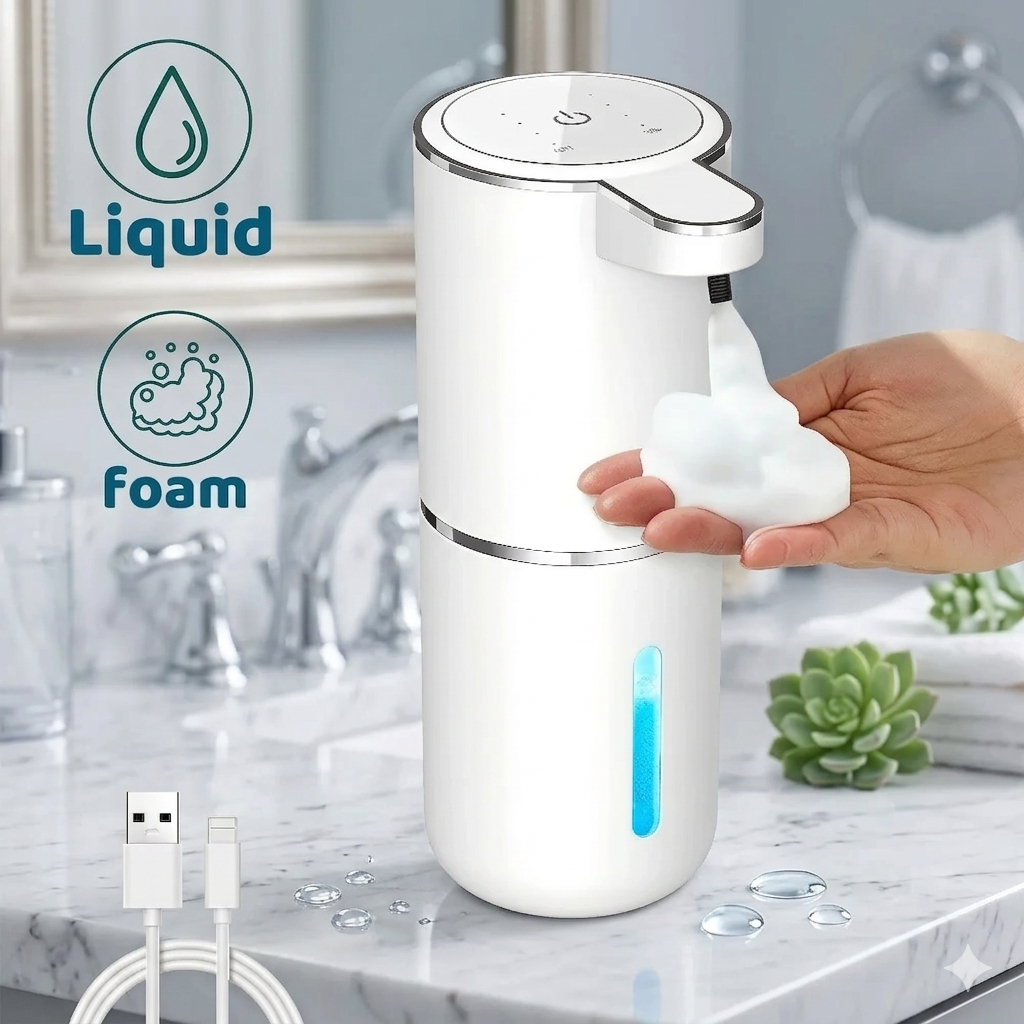 Intelligent automatic soap dispenser – touchless, fast sensor, modern use in the bathroom