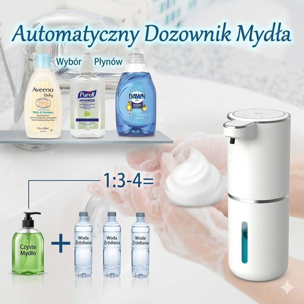 Intelligent automatic soap dispenser – touchless, fast sensor, modern use in the bathroom