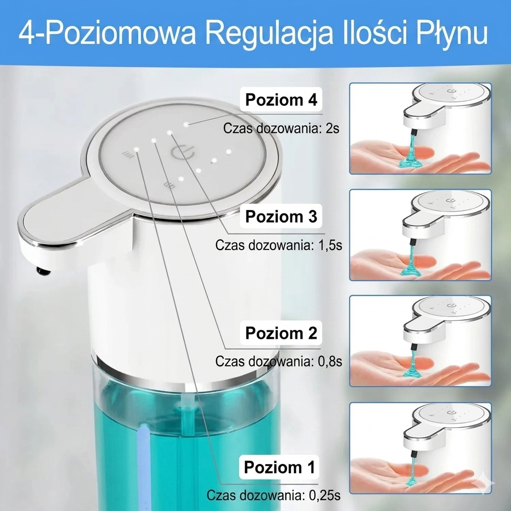 Intelligent automatic soap dispenser – touchless, fast sensor, modern use in the bathroom