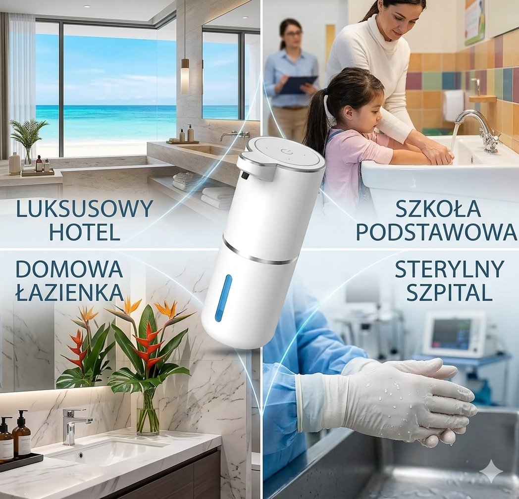 Intelligent automatic soap dispenser – touchless, fast sensor, modern use in the bathroom